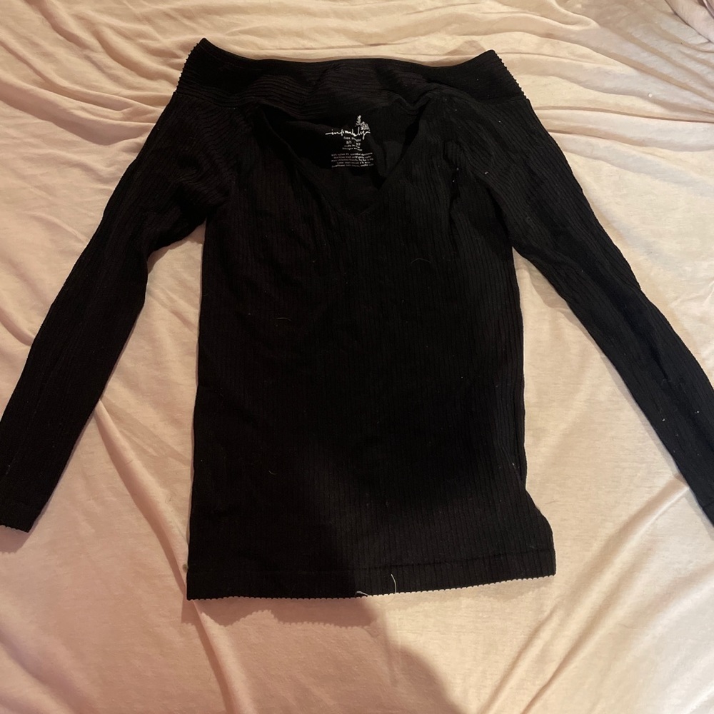 Free People off shoulder fitted long sleeve top